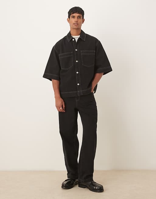 ASOS DESIGN loose straight co-ord in black