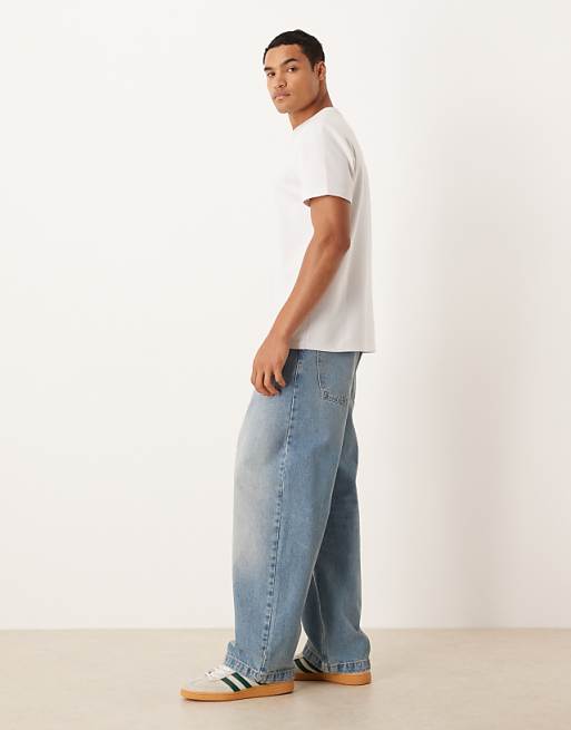 ASOS DESIGN Loose Straight Dirty Midwash Jean
