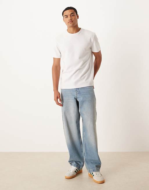 ASOS DESIGN Loose straight dirty midwash jean