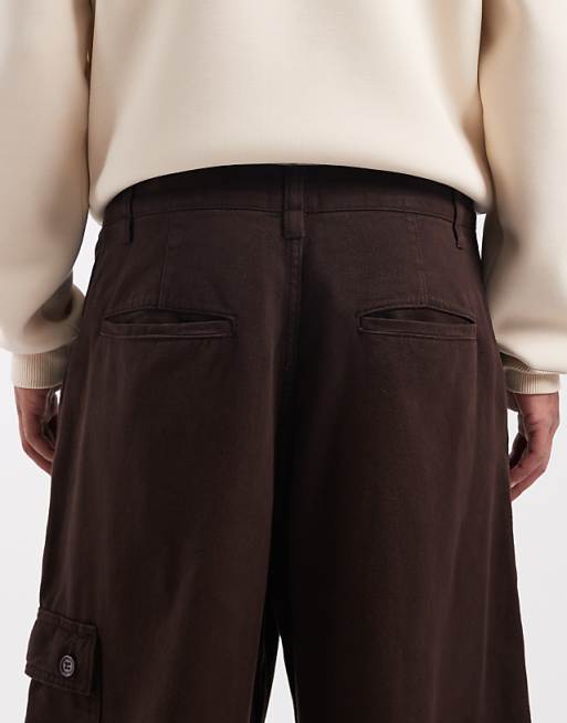 ASOS DESIGN Loose Straight Fit Cargo Trousers In Brown