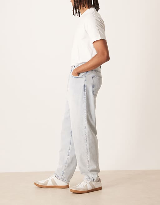 ASOS DESIGN Loose Straight Fit Jeans In Bleach Wash