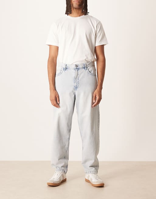 ASOS DESIGN loose straight fit jeans in bleach wash