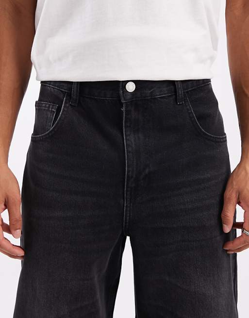 ASOS DESIGN Loose Straight Fit Jeans In Washed Black