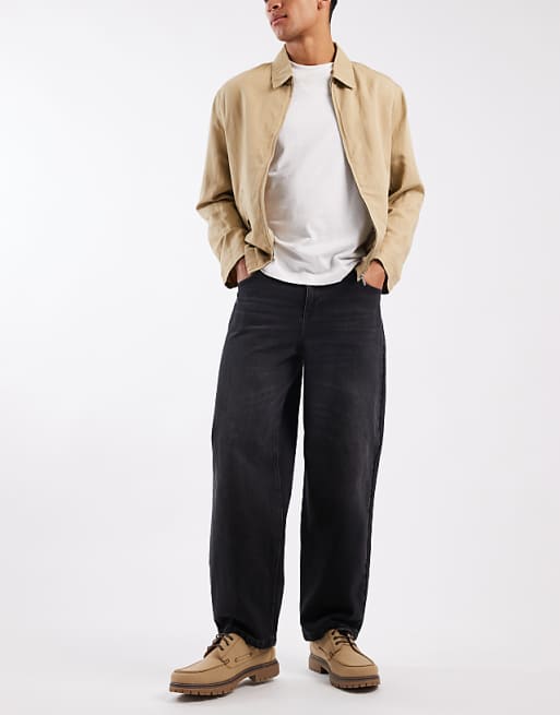 ASOS DESIGN loose straight fit jeans in washed black