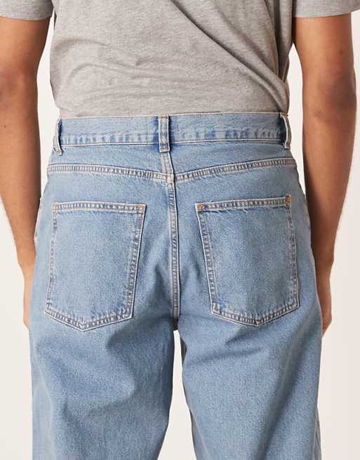 ASOS DESIGN Loose Straight Fit Subtle Green Tint Light Wash Jeans