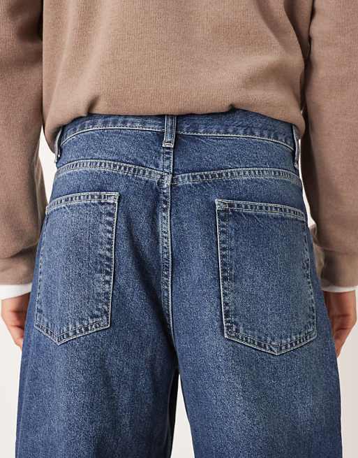 ASOS DESIGN Loose Straight Jeans In Dark Blue Overdye