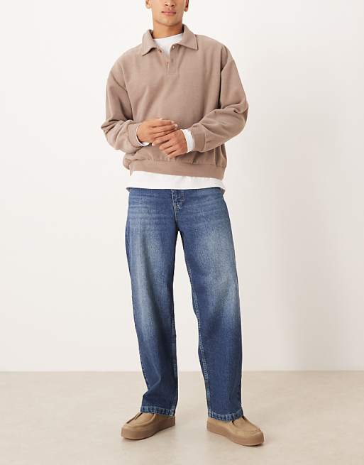 ASOS DESIGN loose straight jeans in dark blue overdye
