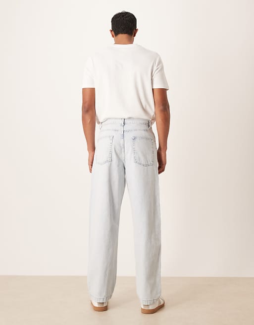 ASOS DESIGN Loose Straight Jeans In Light Wash Blue