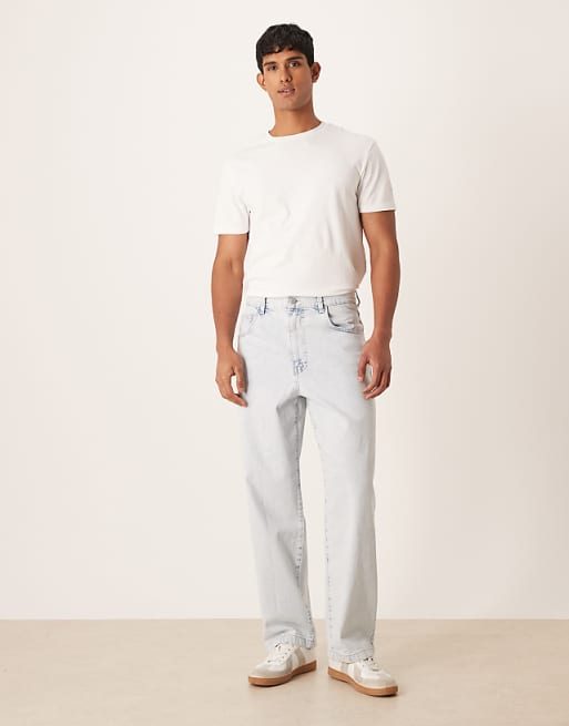 ASOS DESIGN loose straight jeans in light wash blue
