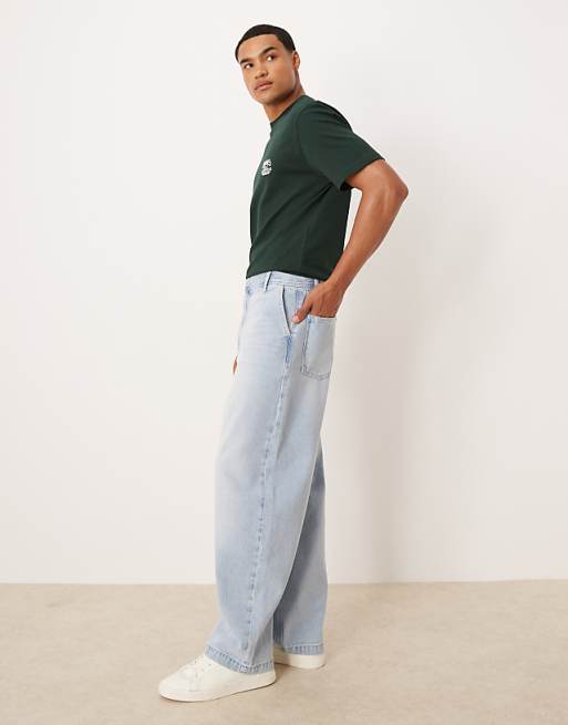 ASOS DESIGN Loose Straight Jeans In Lightwash Blue
