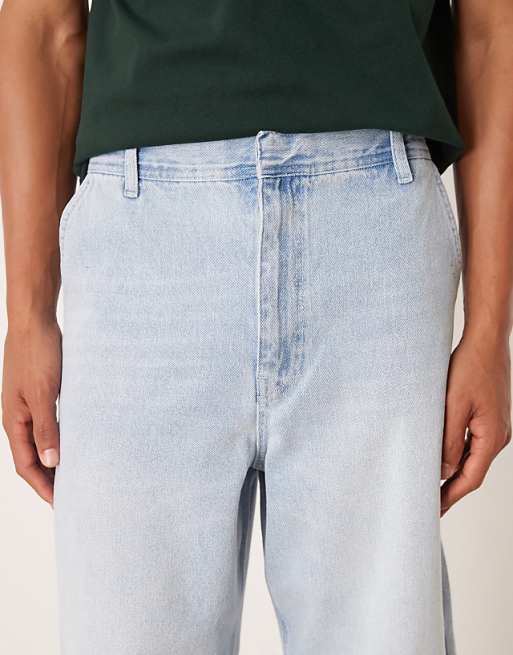 ASOS DESIGN Loose Straight Jeans In Lightwash Blue