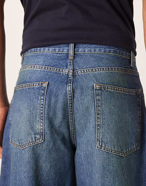 ASOS DESIGN Loose Straight Jeans In Vintage Dark Wash Blue