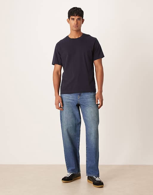 ASOS DESIGN loose straight jeans in vintage dark wash blue