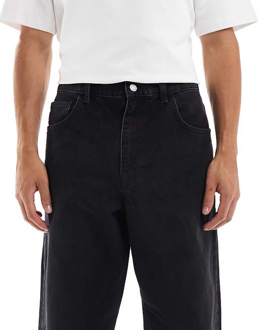ASOS DESIGN Loose Straight Jeans In Washed Black
