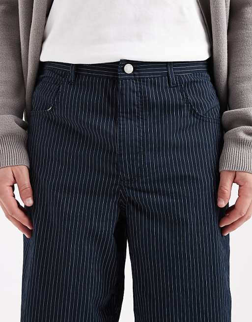 ASOS DESIGN Loose Straight Pull On Trousers In Pinstripe