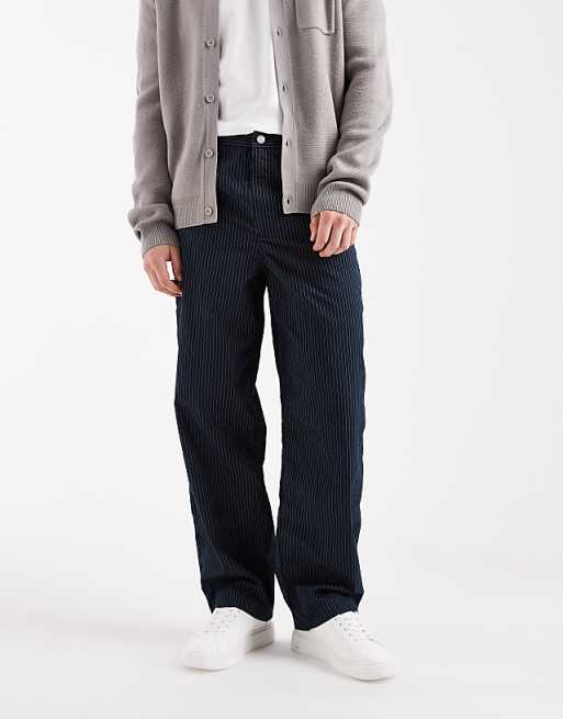 ASOS DESIGN loose straight pull on trousers in pinstripe