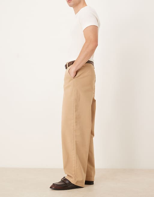 ASOS DESIGN Loose Straight Trousers In Beige