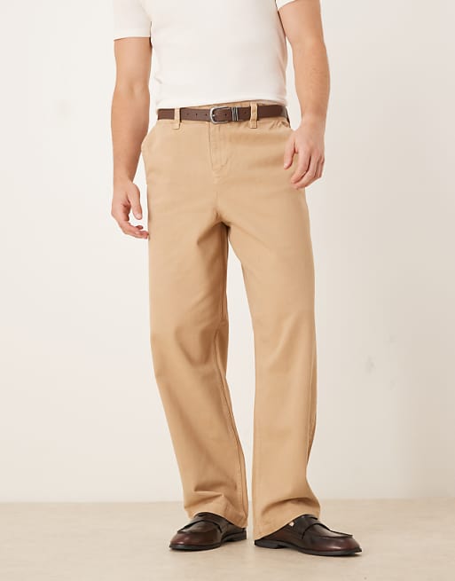 ASOS DESIGN loose straight trousers in beige