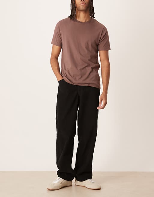 ASOS DESIGN Loose Straight Trousers In Black Corduroy