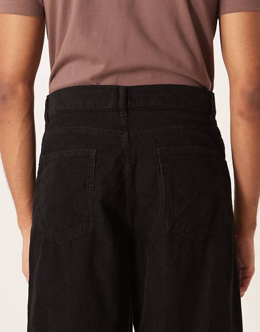 ASOS DESIGN Loose Straight Trousers In Black Corduroy