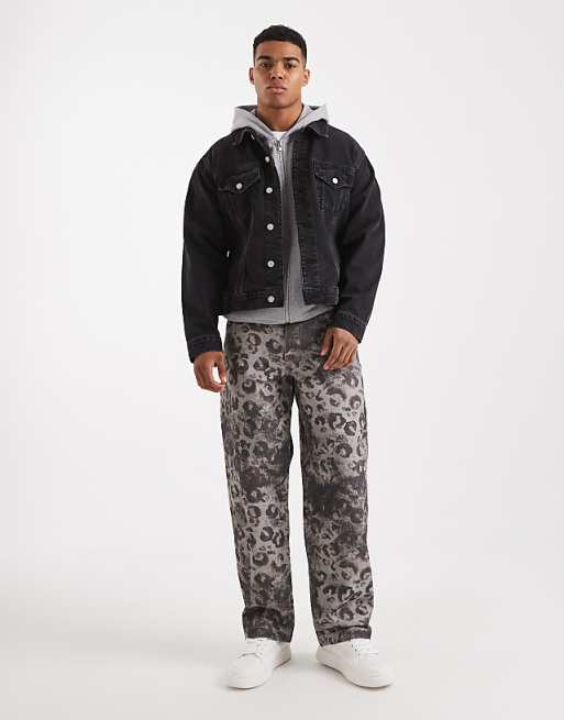 ASOS DESIGN Loose Straight Trousers In Leopard Print