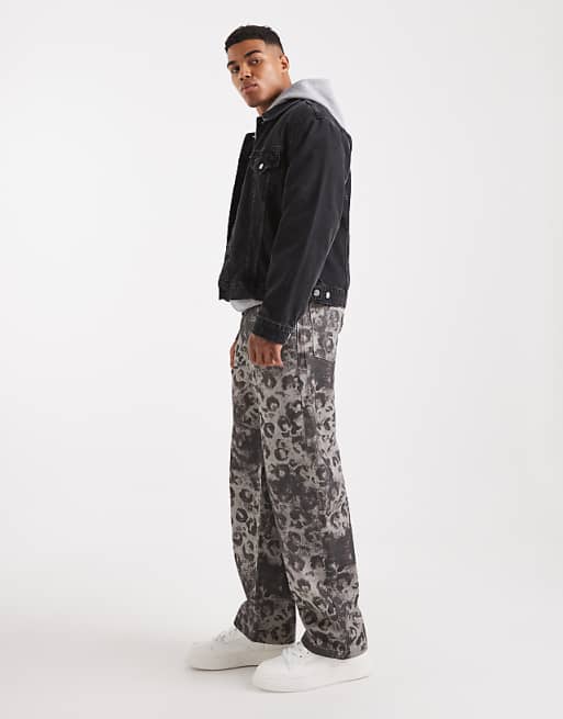 ASOS DESIGN Loose Straight Trousers In Leopard Print