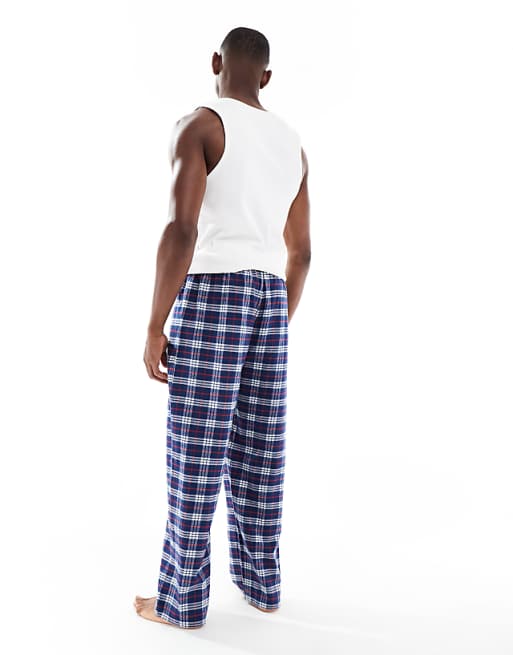 ASOS DESIGN Lounge Bottoms In Blue Brushed Check