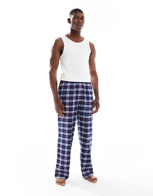 ASOS DESIGN Lounge Bottoms In Blue Brushed Check
