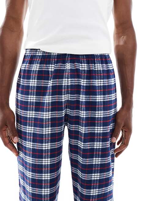 ASOS DESIGN Lounge Bottoms In Blue Brushed Check