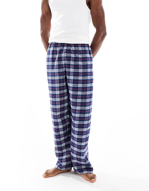 ASOS DESIGN lounge bottoms in blue brushed check