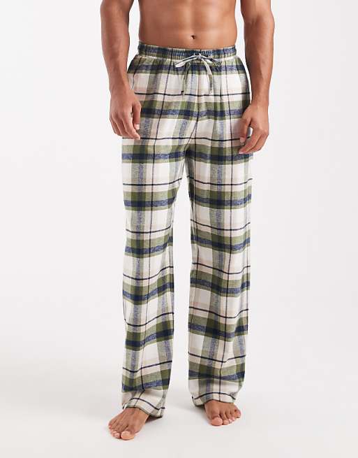 ASOS DESIGN Lounge Bottoms In Green Brushed Check