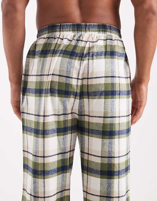 ASOS DESIGN Lounge Bottoms In Green Brushed Check