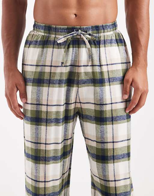 ASOS DESIGN Lounge Bottoms In Green Brushed Check