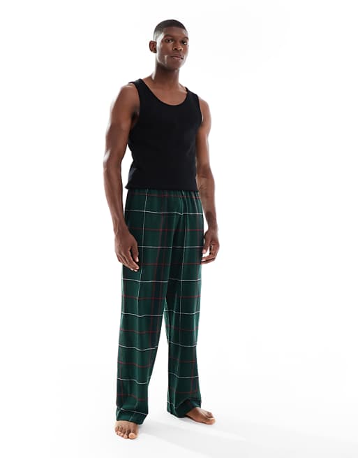 ASOS DESIGN Lounge Bottoms In Green Brushed Check