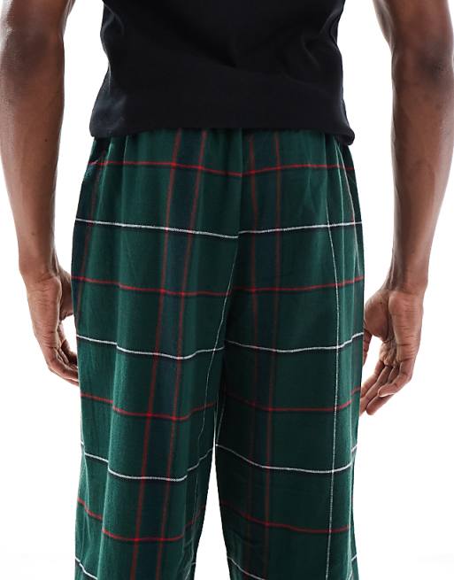 ASOS DESIGN Lounge Bottoms In Green Brushed Check
