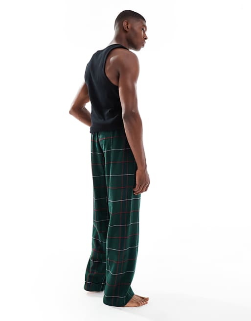ASOS DESIGN Lounge Bottoms In Green Brushed Check