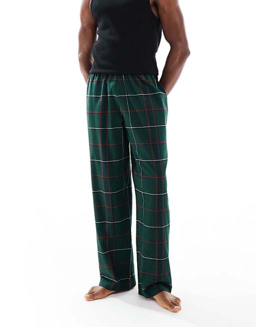 ASOS DESIGN lounge bottoms in green brushed check