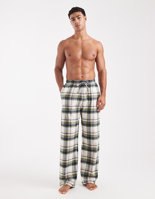 ASOS DESIGN lounge bottoms in green brushed check