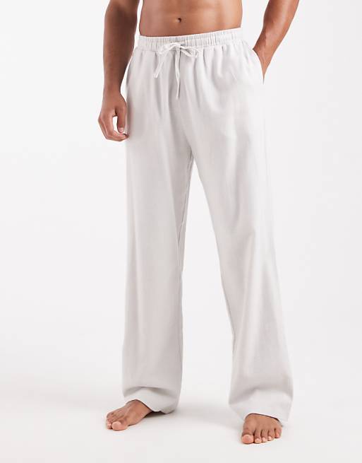 ASOS DESIGN Lounge Bottoms In Ivory Brushed Cotton