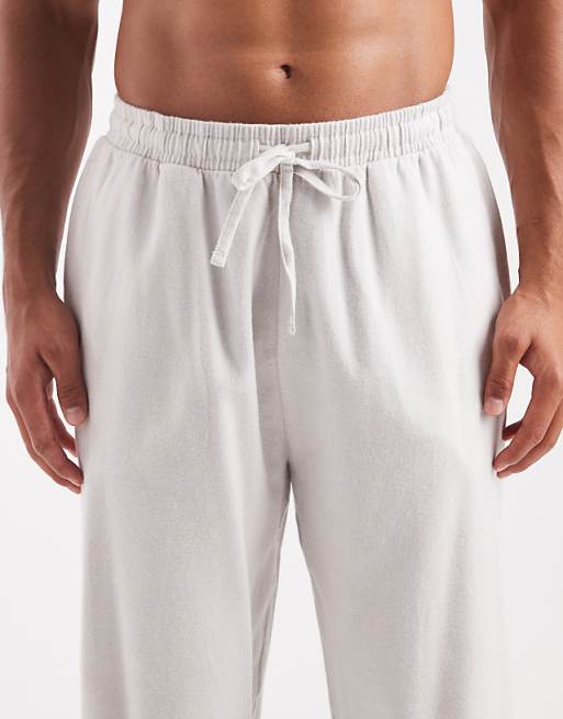 ASOS DESIGN Lounge Bottoms In Ivory Brushed Cotton