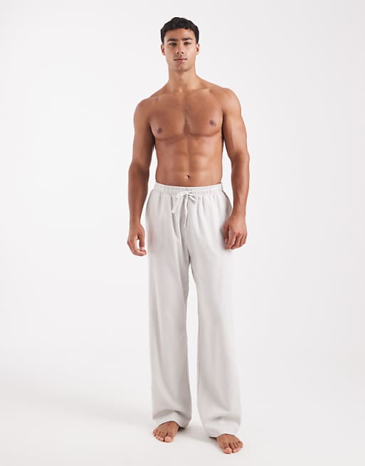 ASOS DESIGN lounge bottoms in ivory brushed cotton