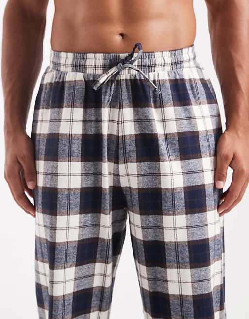 ASOS DESIGN Lounge Bottoms In Navy Brushed Check
