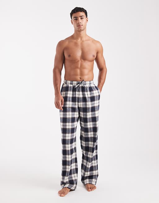 ASOS DESIGN lounge bottoms in navy brushed check
