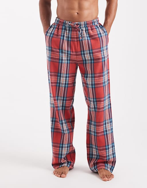 ASOS DESIGN Lounge Bottoms In Red Brushed Check