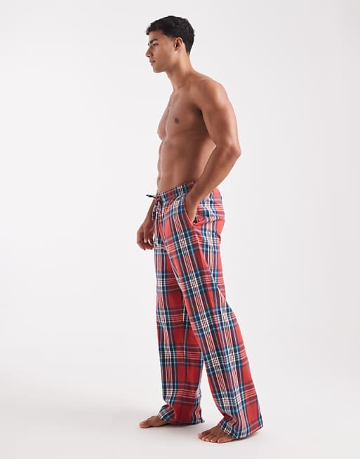 ASOS DESIGN Lounge Bottoms In Red Brushed Check