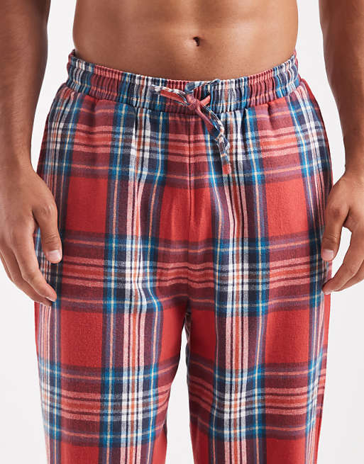 ASOS DESIGN Lounge Bottoms In Red Brushed Check