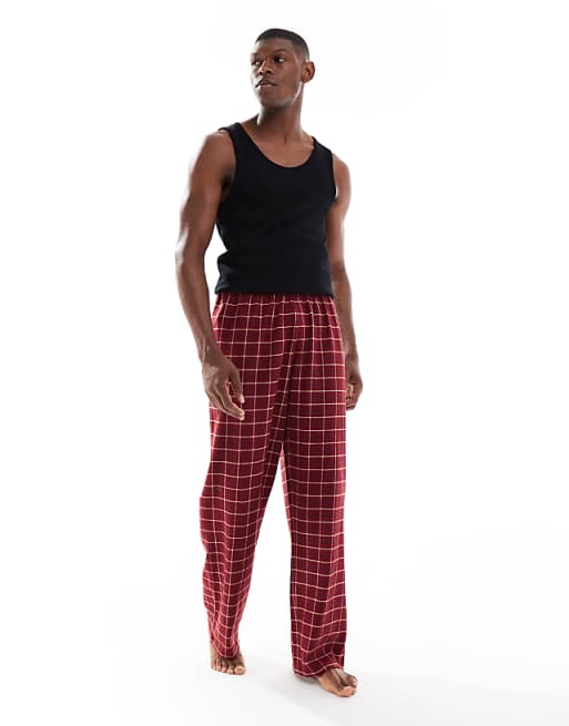 ASOS DESIGN Lounge Bottoms In Red Brushed Check