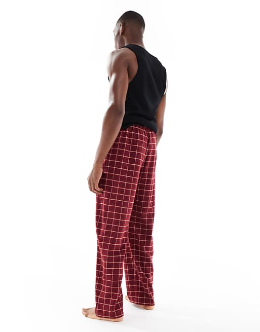 ASOS DESIGN Lounge Bottoms In Red Brushed Check