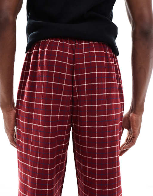 ASOS DESIGN Lounge Bottoms In Red Brushed Check