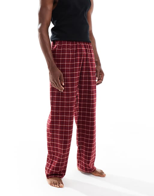ASOS DESIGN lounge bottoms in red brushed check